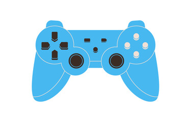 Retro blue joystick gamepad in flat icon style. Console controller for videogame and video game player. Modern gadget for retro game and technology accessory, entertainment concept. © Moonnoon