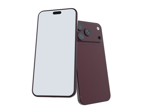 Realistic 3D smartphone mockup devices display showing, with a blank screen and clean isolated composition for app design, branding, ads, digital product, website, gadget, digital presentations