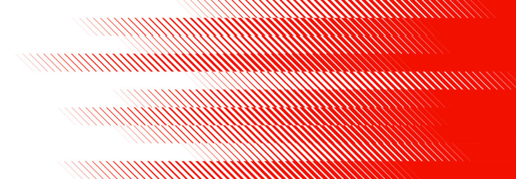 Hot red fading diagonal line pattern background. Geometric striped motion effect backdrop. Oblique parallel speed lines gradient wallpaper. Vector abstract slanted halftone sport gradation texture