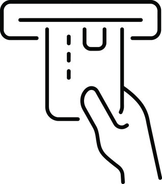 A hand inserting a credit card into an atm machine slot for payment with transaction withdrawal business commerce