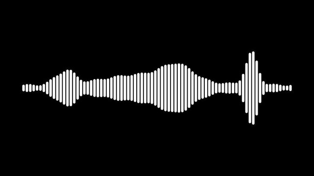 Minimalist white vertical audio frequency waveform visualization isolated on a black background sound music amplitude spectrum