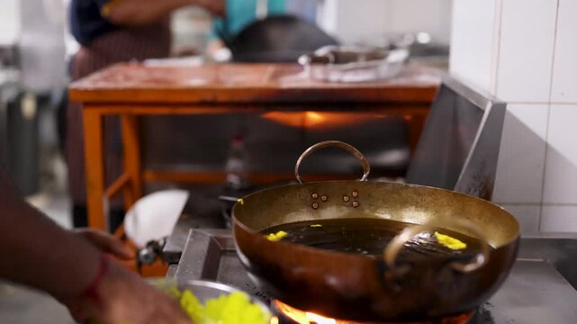 Chef Preparing Batter to Deep Fry in Kadai Pan