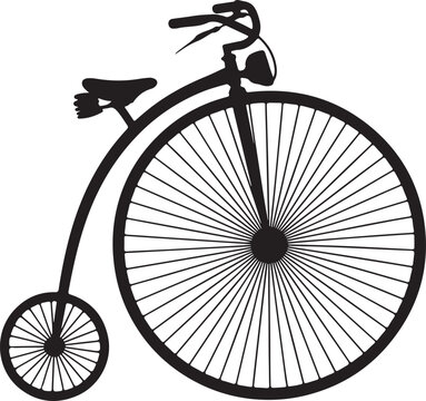 Penny-farthing bicycle silhouette mechanical parts layout