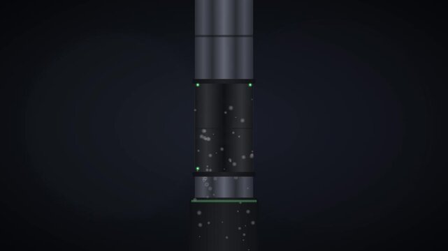 Industrial Carbon Capture Tower with Brushed Steel and Graphite Components for Environmental Engineering and Green Technology