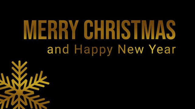 Black screen with gold 'Merry Christmas and Happy New Year' text