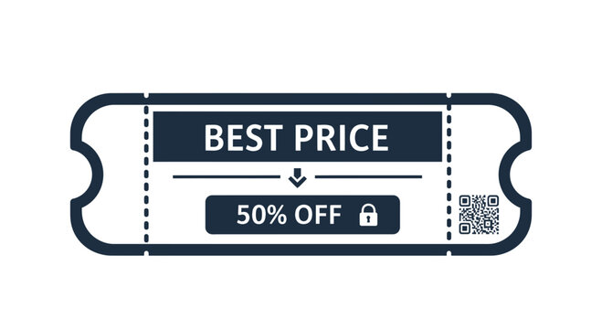 Digital discount coupon voucher with best price offer and percentage off deal