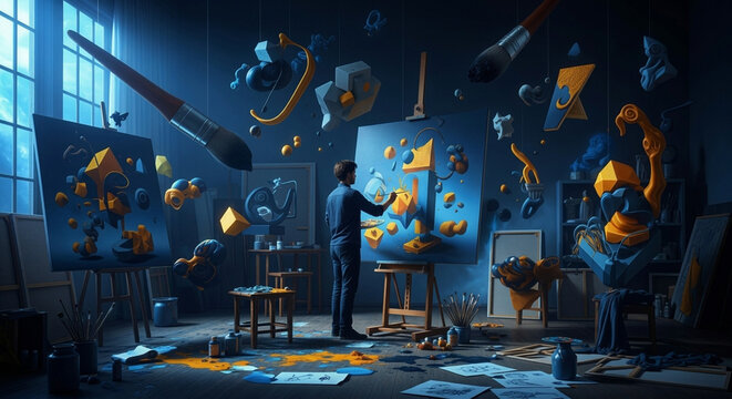 Imaginative Artist Creates Abstract Masterpieces In Surreal Studio