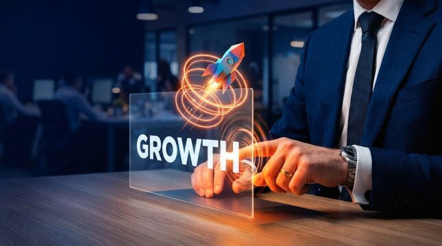 Executive Interacting with 3d Da&acirc;&euro;&brvbar; for Business Financial Growth Investment