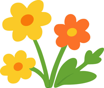 Cute Yellow and Orange Flowers Illustration