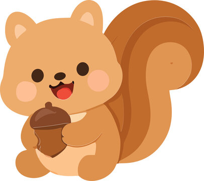 Cute Squirrel Holding an Acorn