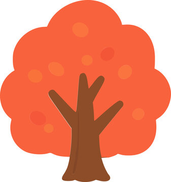 Cute Orange Autumn Tree with Fall Foliage