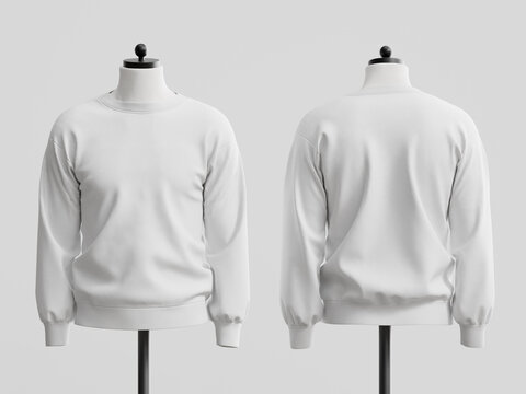 Minimalist 3D Front and Back White Crewneck Sweatshirt Mannequin Mockup