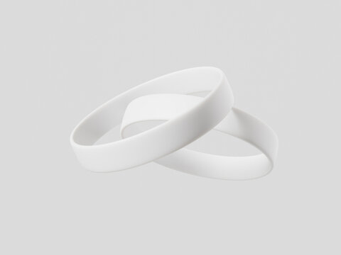 Minimalist 3D Render White Silicone Wristband Mockup