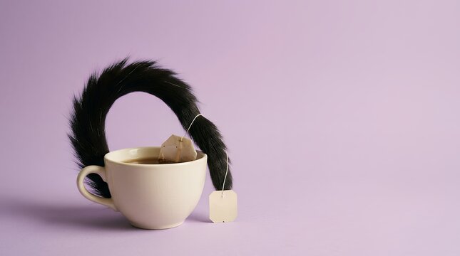 黒猫のしっぽが付いたティーカップ
