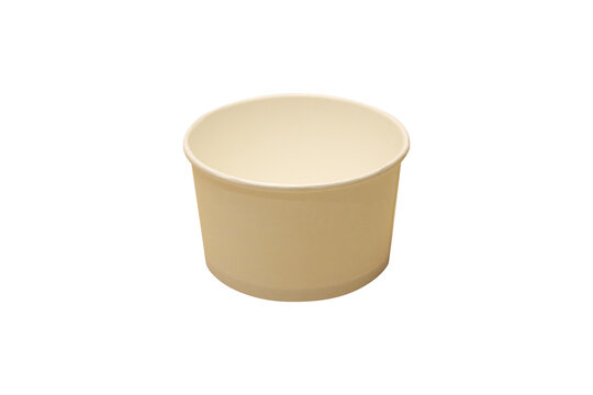 Empty white paper bowl isolated on plain background