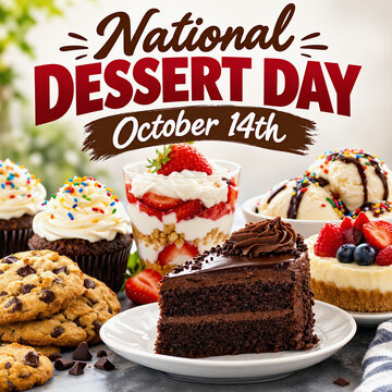 National Dessert Day October 14th Assorted Sweets Spread