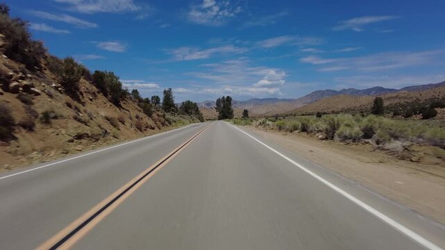 Eastern Sierra to Lake Isabella Highway 178 Eastbound 07 Front View MultiCam Driving Plate California USA