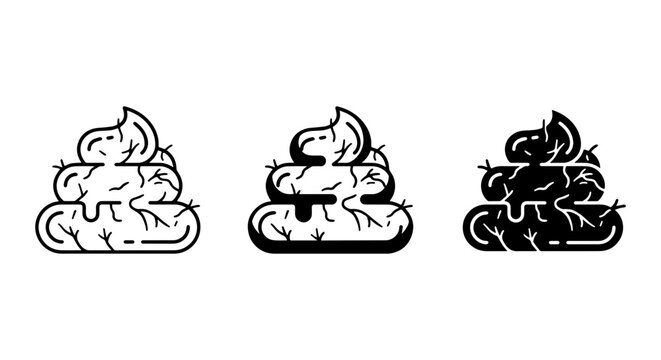 Poop Icons, Feces Vector Art, Excrement Symbols, Brown Waste Graphics