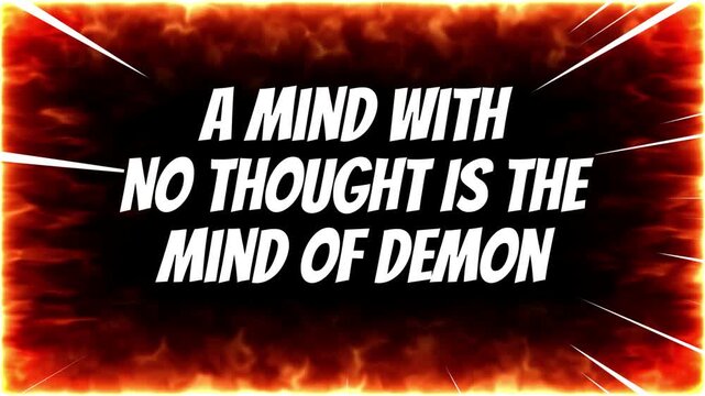 Fiery demon mind quote with background framed intense