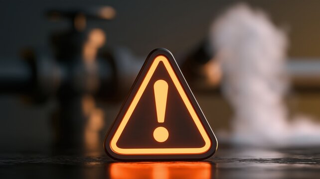 オレンジ色の警告マークが点灯している状態。工業現場や安全確認のシーンで使える注意喚起のイメージ素材
