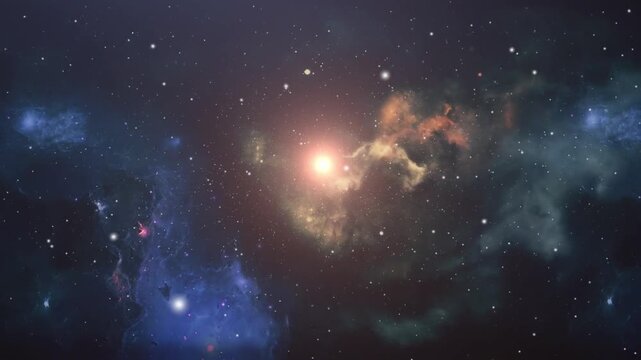 Bright Cosmic Explosion and Glowing Star in Deep Space video 4k