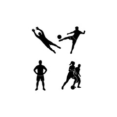Obraz premium Soccer Players Silhouette Vector Illustration Collection