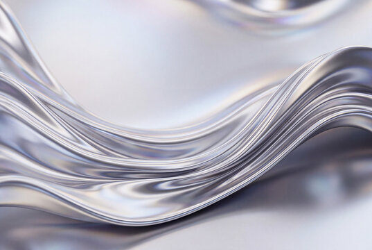 abstract liquid chrome waves with smooth metallic reflections
