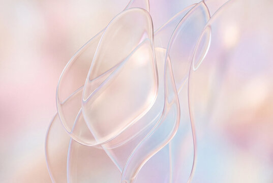 abstract translucent glass ribbons with soft pastel reflections