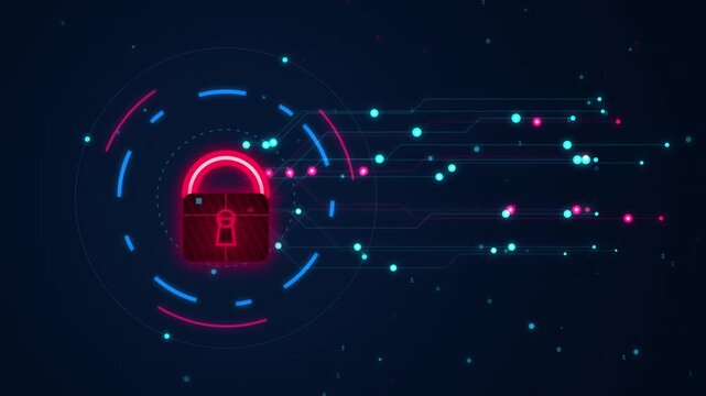 Cyber security digital lock concept: data protection and network privacy animation network security information privacy
