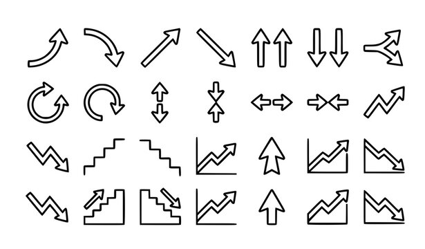 Increase Decrease Direction Arrow Outline Vector Icons