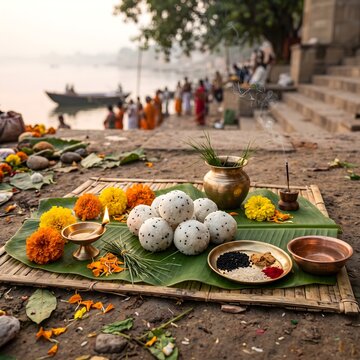 Traditional Pind Daan Ritual with Rice Offerings for Ancestors