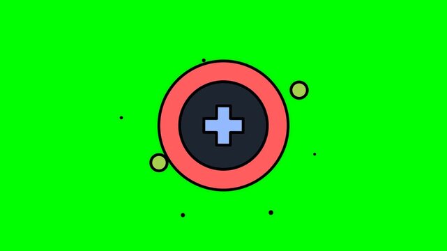 Animated Medical Cross Healthcare Symbol Icon Motion Graphic Loop Featuring Green Screen And Dark Background for UI UX Design and Digital Technology Presentations