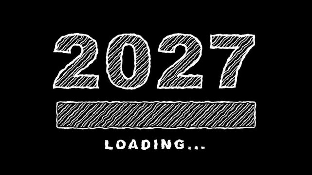 Animated 2027 New Year Countdown Digital Loading Animation Motion Graphic Loop Featuring Dark And Green Screen Background for UI UX Design and Digital Technology Presentations