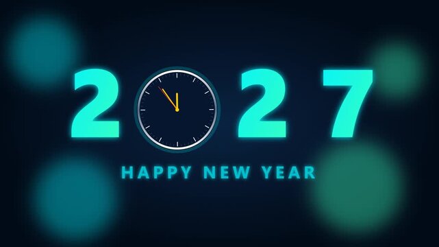 Animated Solar Energy Technology And 2027 New Year Celebration Motion Graphic Loop Featuring Dark And Bright Background for UI UX Design and Digital Technology Presentations