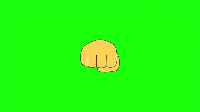 Fist bump hand gesture vector illustration isolated on bright green screen background.   