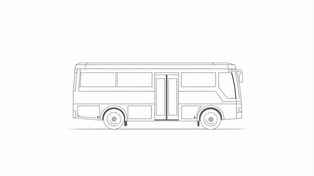 Simple minimalist 2D vector animation of a bus