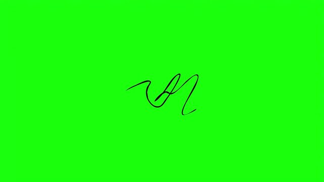 Nk letter typography handwriting signature vector isolated on bright green screen background overlay.