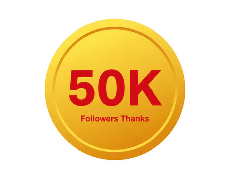 Gold Coin 50k Followers Thanks Transparent Background