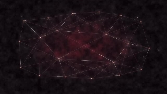 abstract network connection pulsating red nebula cloud deep space motion graphic