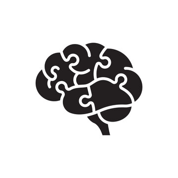 Human Brain Jigsaw Puzzle Vector Icon for Mental Health and Intelligence Concept