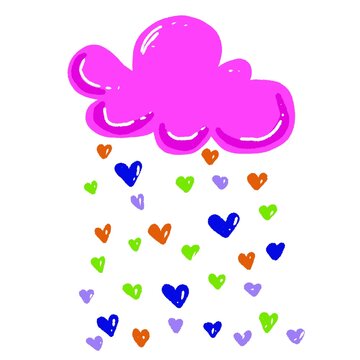 pink cloud with loves droplet