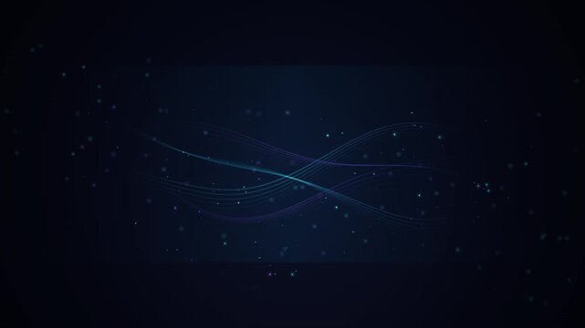 Abstract Glowing Neon Wave Particle Flow Motion Background with Dark Blue Digital Energy Animation