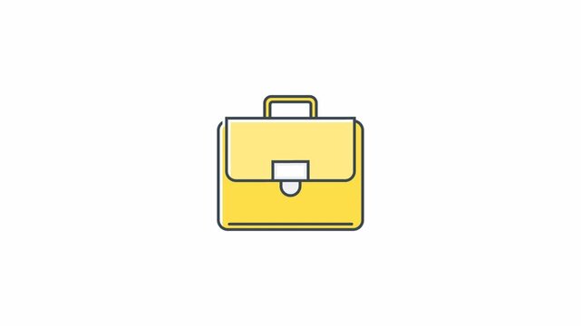 Minimalist Yellow Briefcase Icon Animation for Business Concepts.
