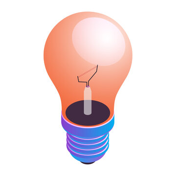 Isometric light bulb illustration as a symbol of idea generation and business innovation with isometric design