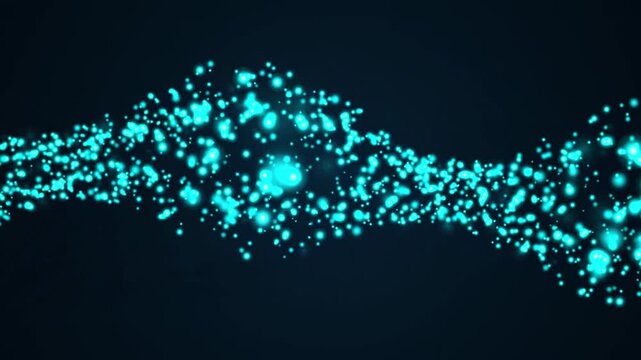 Glowing Cyan Particle Wave Motion Background Dynamic Digital Dust Flowing on Deep Dark Backdrop
