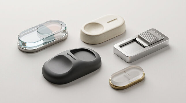 3D Abstract Interface Toggle Switches in Glass Metal and Ceramic Materials
