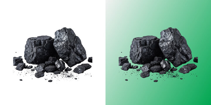 Black coal lumps and mineral chunks for industrial energy fuel