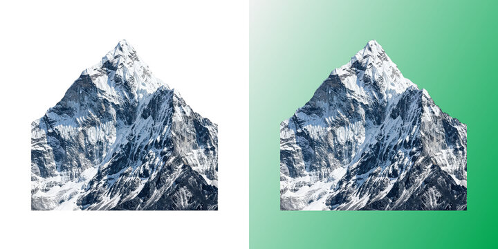 Snow-capped mountain peak towering high above the landscape