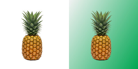 Fototapeta premium Pineapple fruit whole ripe sweet tropical delicious yellow green fresh