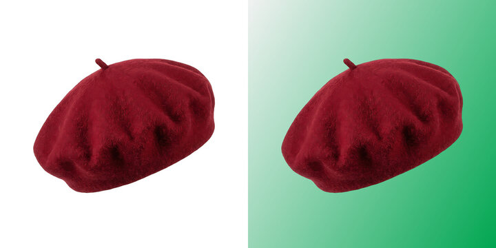 Red beret hat traditional french fashion headwear accessory item